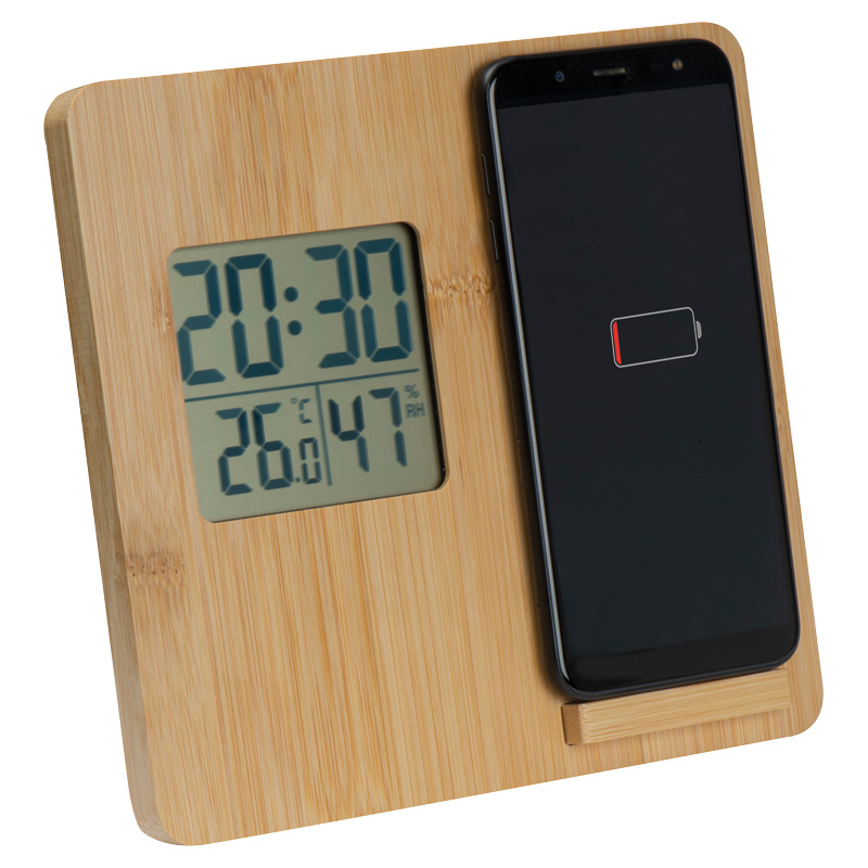 Bamboo weather station with wireless charger Grana
