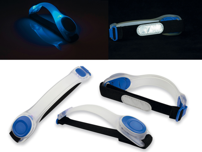 BEHOLD silicone-textile band with 2 blue LEDs, Blue