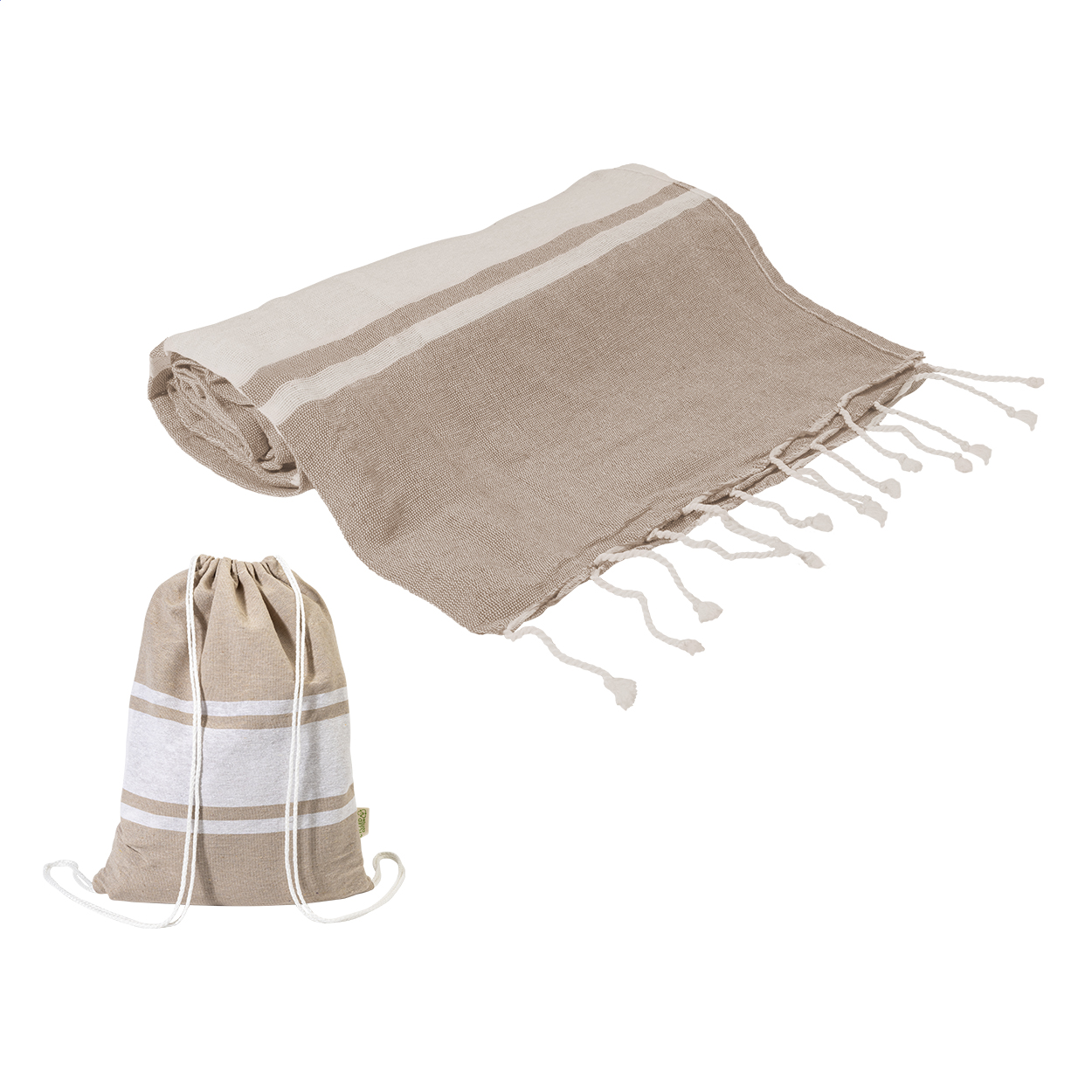 Tortuga recycled cotton beach towel and drawstring bag