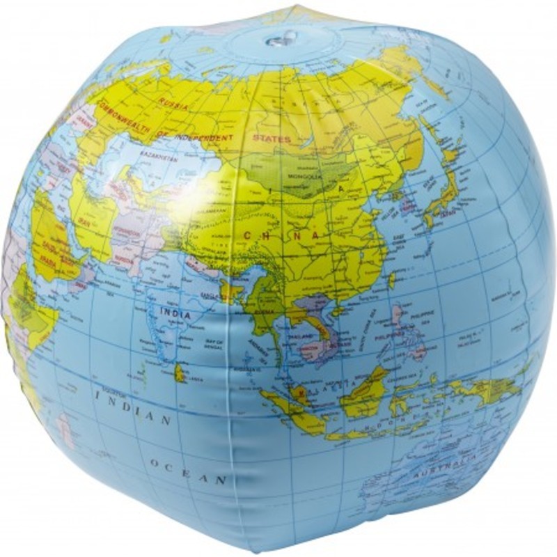 PVC inflatable beach ball with globe print