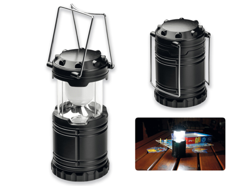 LANTERN plastic camping 6 LED torch with metal fixtures, Black