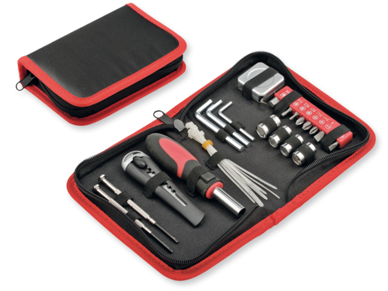 BENNET tool set in 600D polyester case, Red