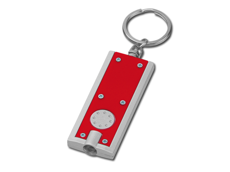 HUDSON plastic key ring - LED lamp, Red