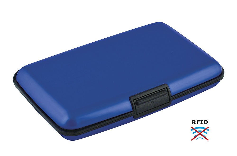 BUSINESS CARD HOLDER ALUMINIUM BLUE