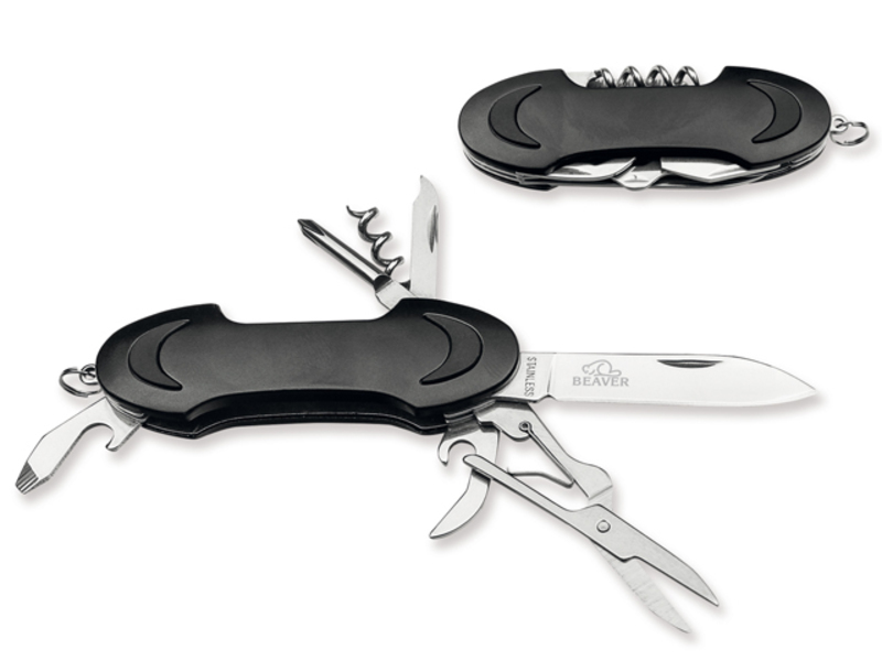SHARP pocket knife from stainless steel, 7 functions, BEAVER, Black