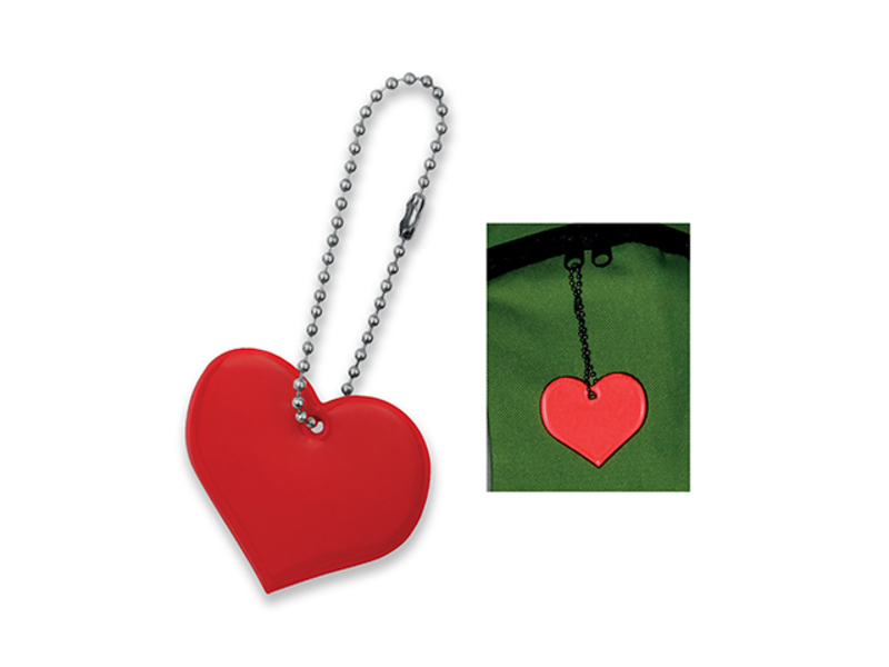 HEARTIVE plastic key ring - reflective, Red