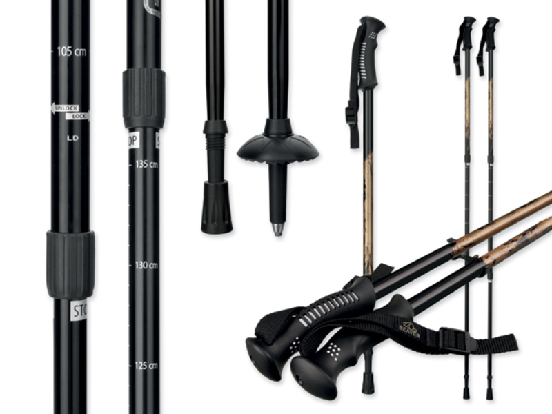 TREKER metal telescopic trekking pole, BEAVER, Black