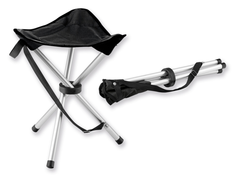 TRAMPER textile folding three-legged chair, max. load 100 kg, BEAVER, Black