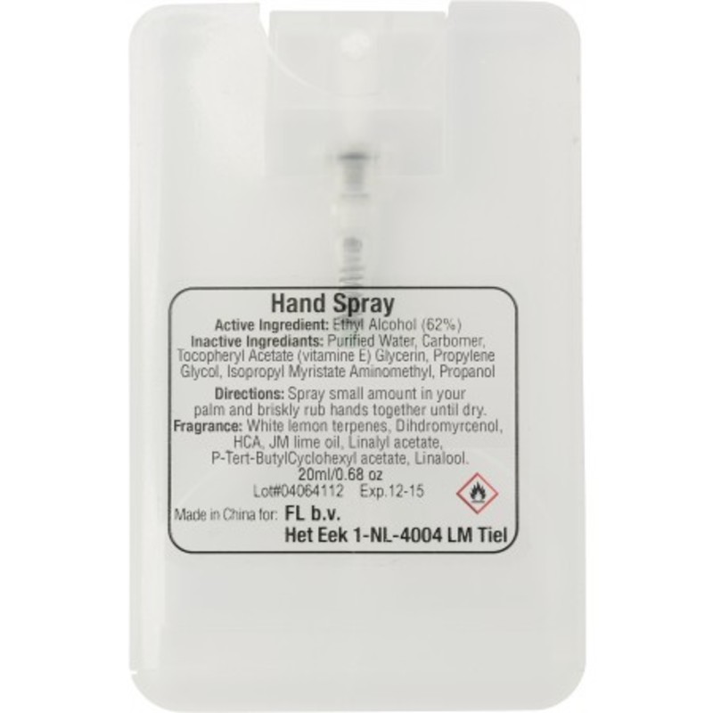 20ml Hand sanitizer spray.