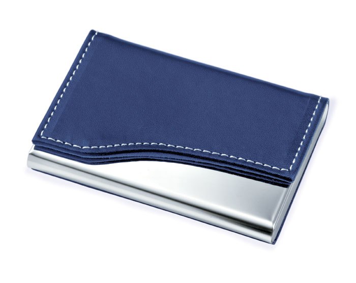 BUSINESS CARD HOLDER METAL - PU BLUE