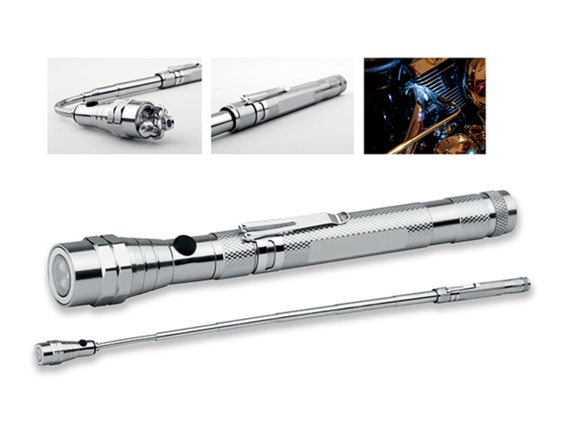 NOBEND metal telescopic 3 LED lamp with magnet and clip, Silver