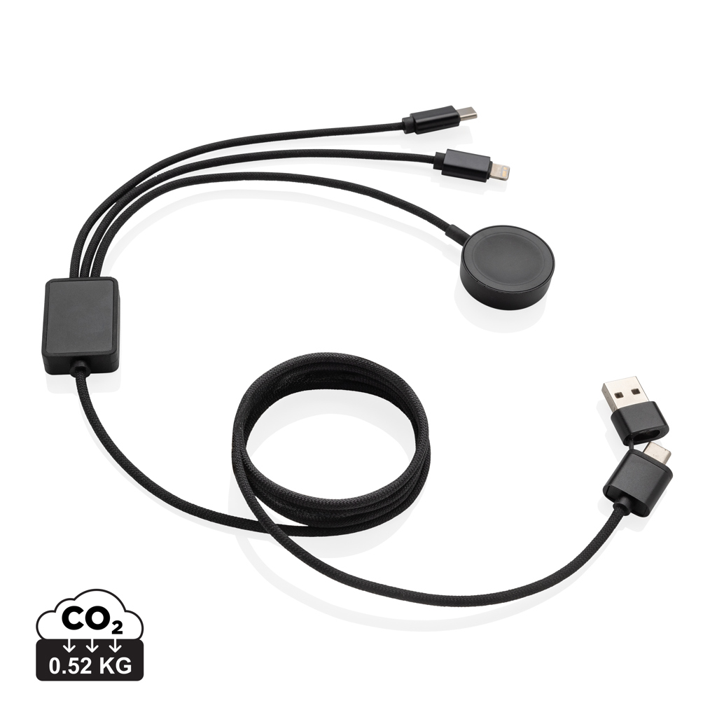 Terra RCS rPET 6-in-1 60W charging cable with watch charger