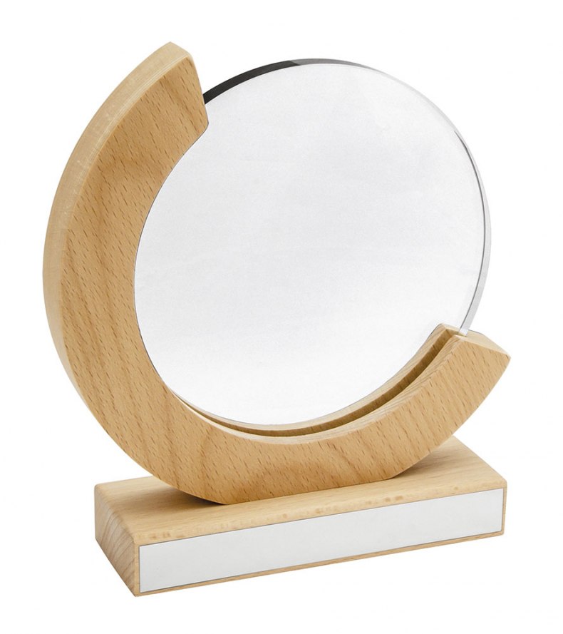 GLASS TROPHY DIAM.150 MM WOOD SUPPORT