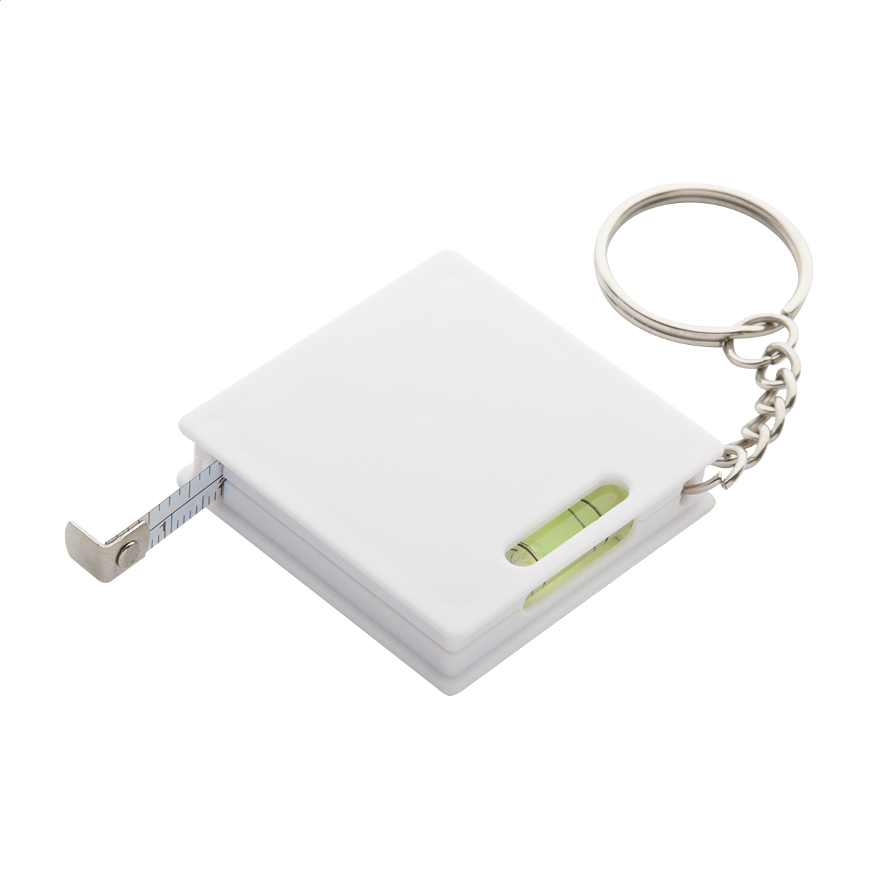 Level tape measure with keyring