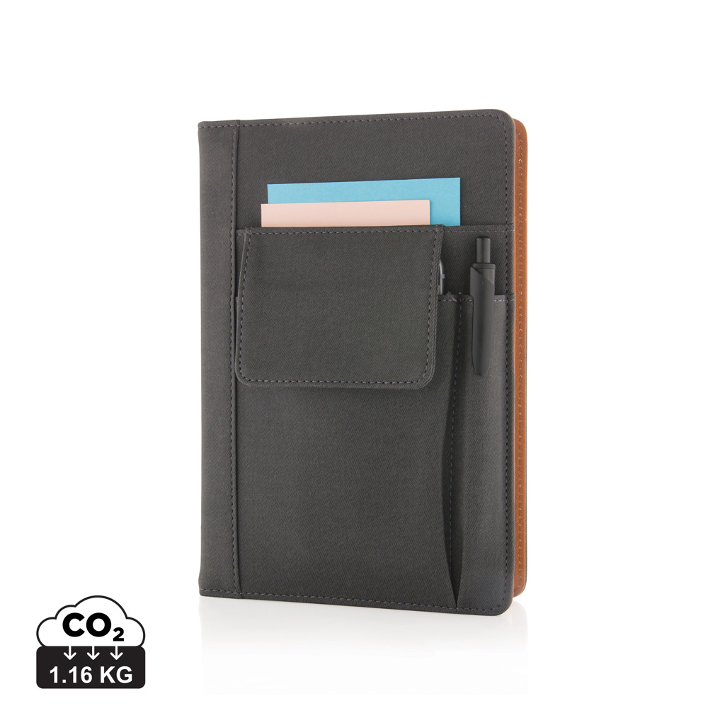 Notebook with phone pocket