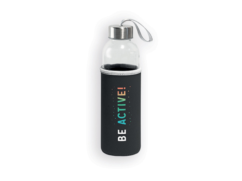 ZAYNA glass sports bottle, 520 ml, Black