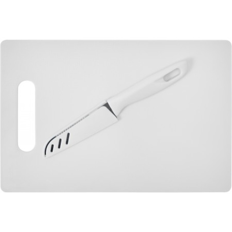Kitchen set with plastic chopping board and knife