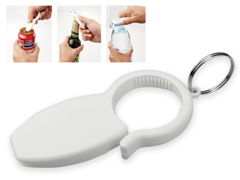 REZA plastic multifunction bottle opener with three functions, White