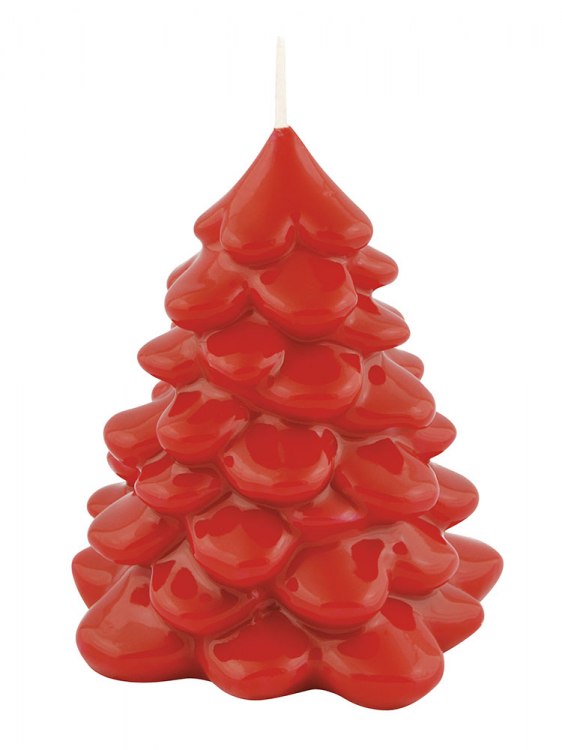 CANDLE CHRISTMAS TREE RED SHINY