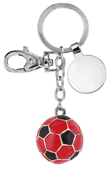 KEY CHAIN FOOTBALL BALL RED BLACK