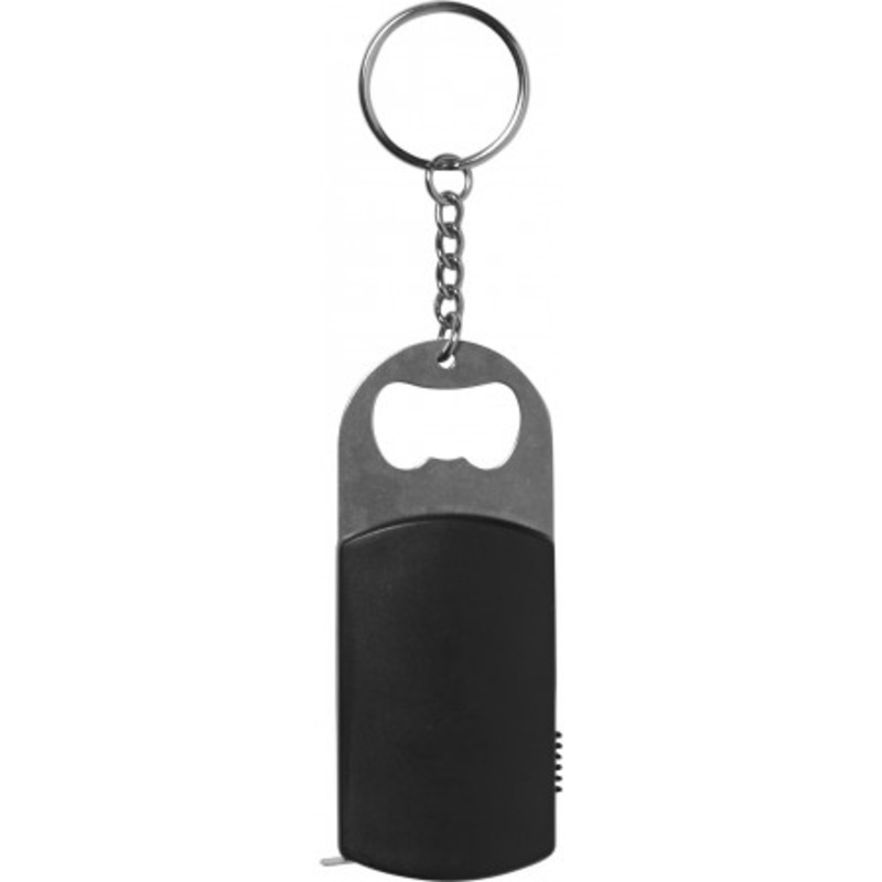 Metal bottle opener with steel keyring