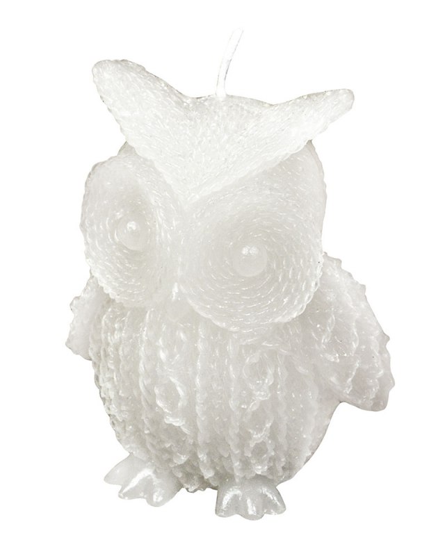 CANDLE WHITE OWL WITH GLITTER