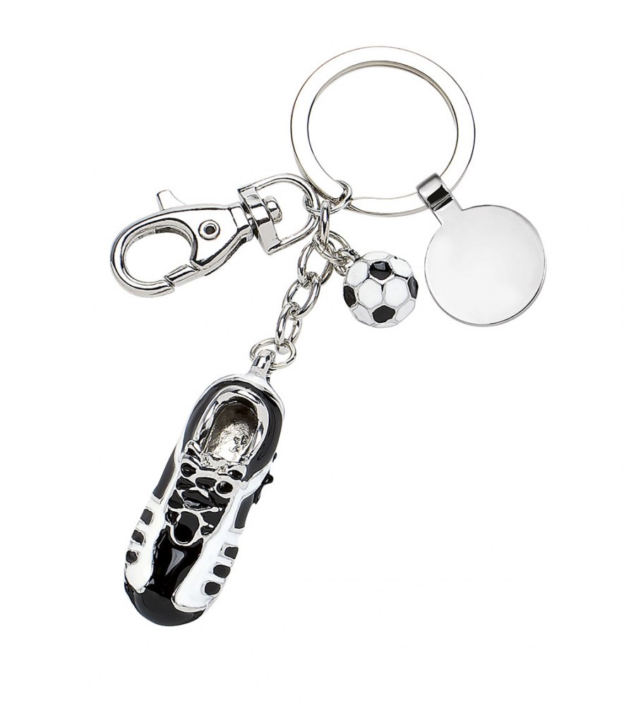 KEY CHAIN FOOTBALL SHOE BLACK WHITE