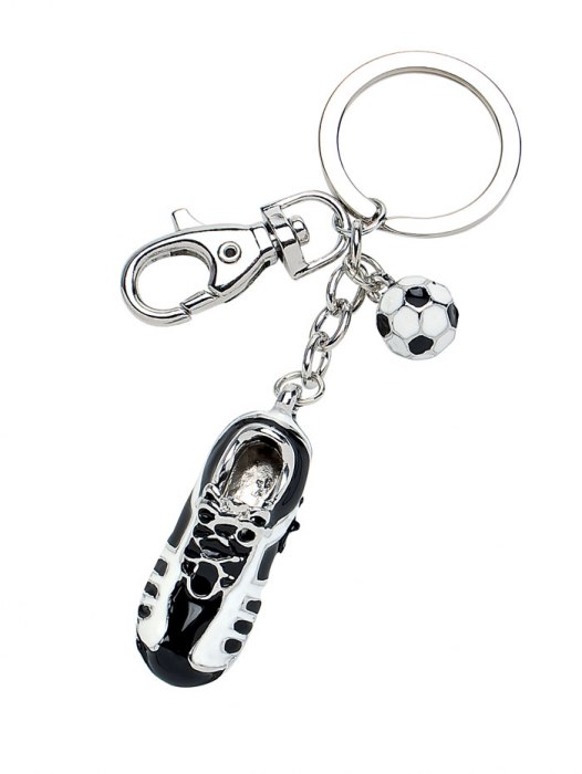 KEY CHAIN FOOTBALL SHOE BLACK WHITE
