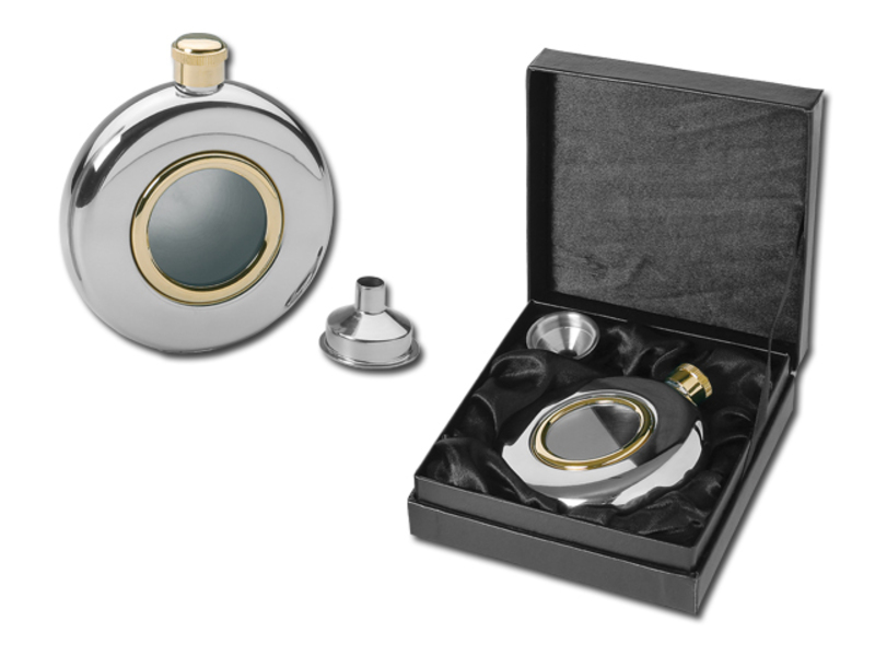 MISS SET round hip flask, Silver