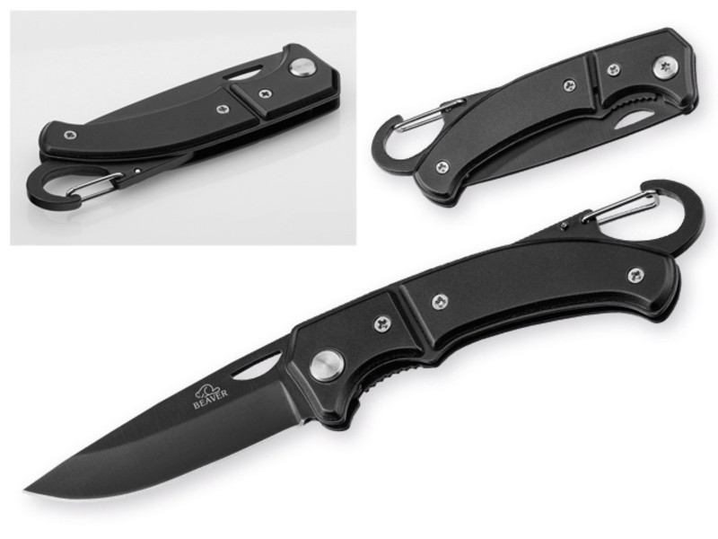 FRED stainless steel pocket knife with safety pin, blade 6,4 cm, BEAVER, Black