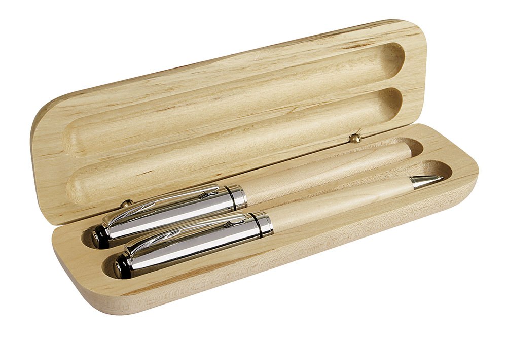 BALL PEN AND ROLLER PEN WOOD WITH BOX