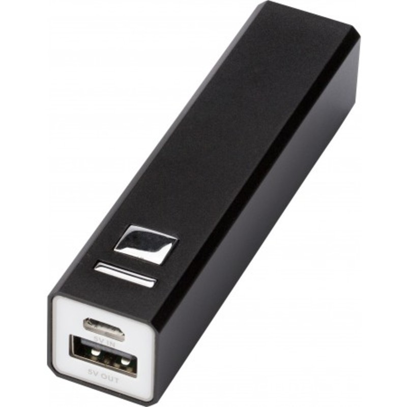 Aluminium power bank with 2600mAh Li-ion battery