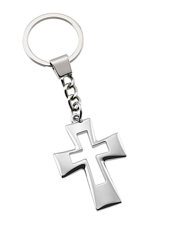 KEY CHAIN PERFORATED CROSS SMOOTH-NO BOX