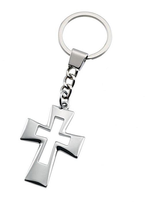 KEY CHAIN PERFORATED CROSS SMOOTH-NO BOX