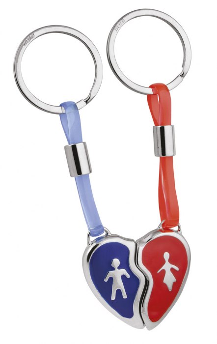 KEYCHAIN BROKEN HEART RED AND BLUE