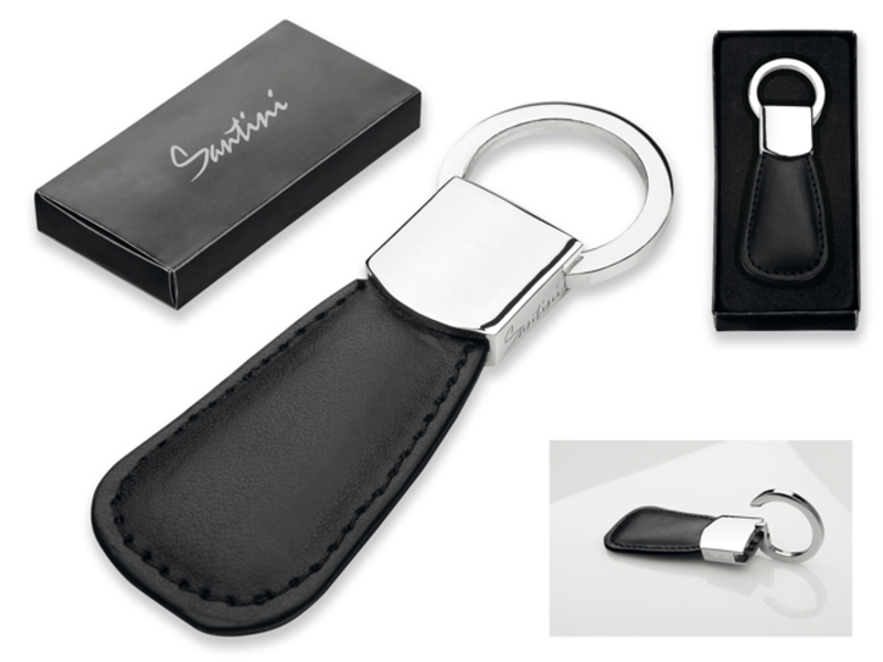 CAPO key ring from leather imitation, SANTINI, Black