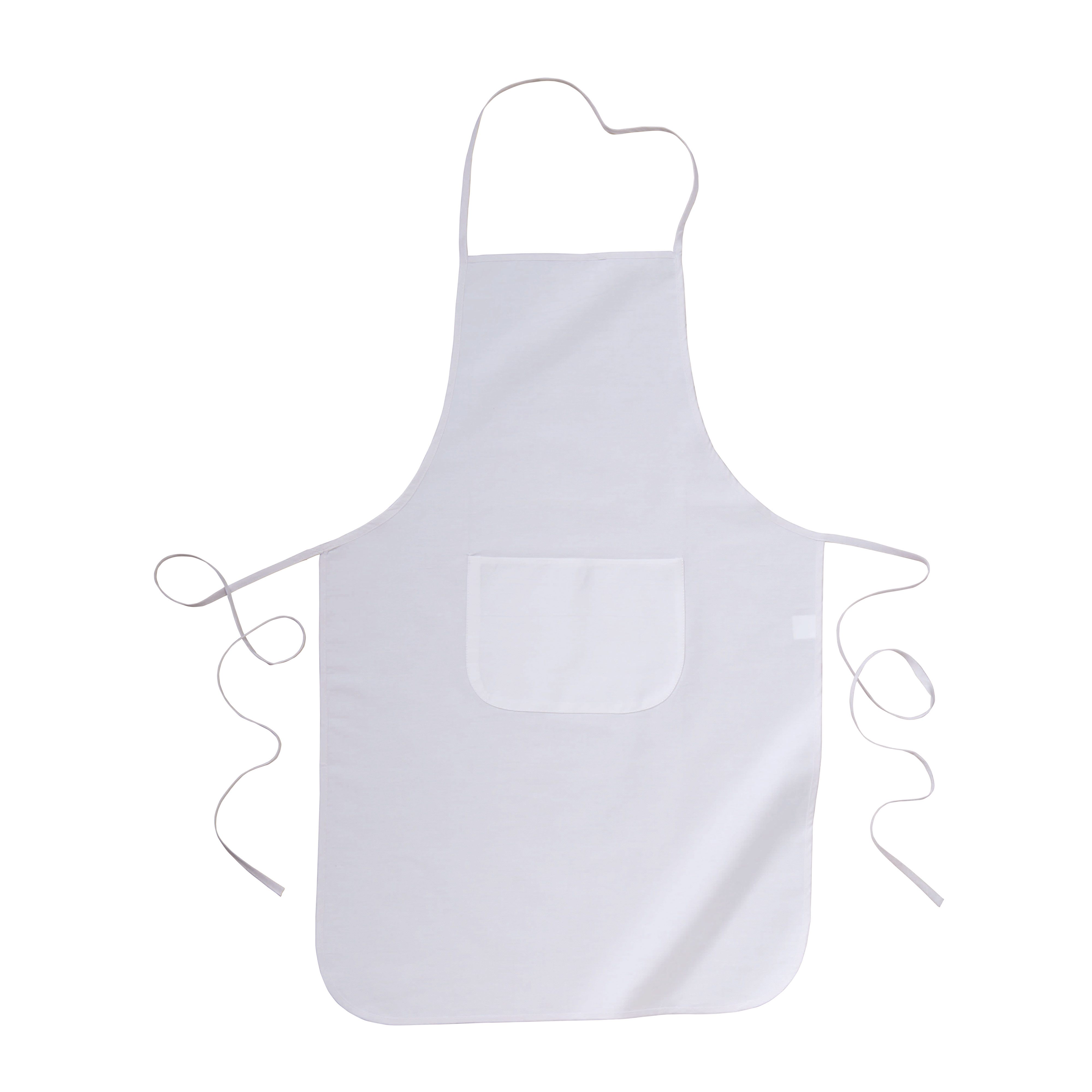 100% cotton/cotton twill (180 g/m2) long white cooking apron with front pocket, 60 x 92 cm White