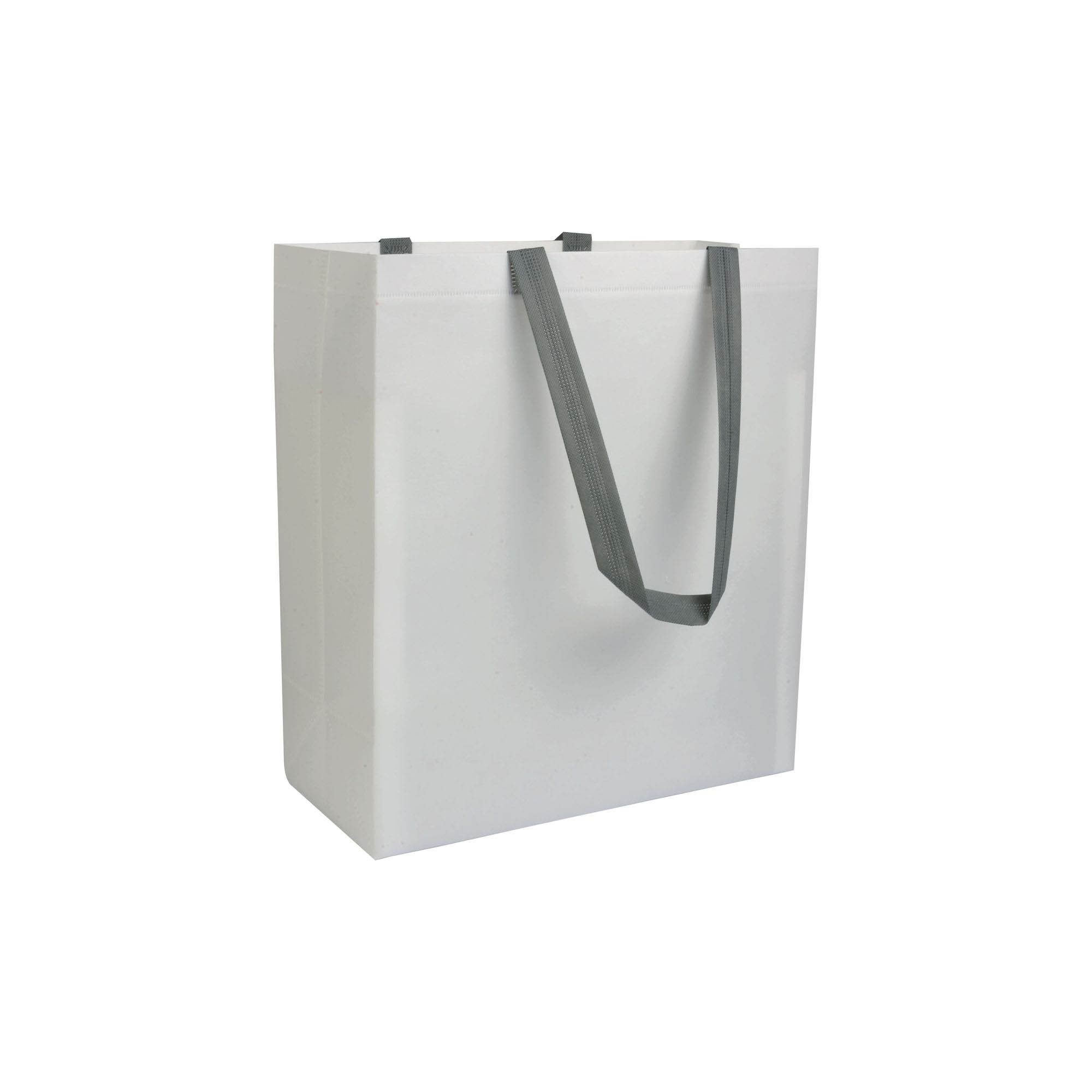 Laminated, heat-sealed 100 g/m2 non-woven fabric shopping bag with gusset White
