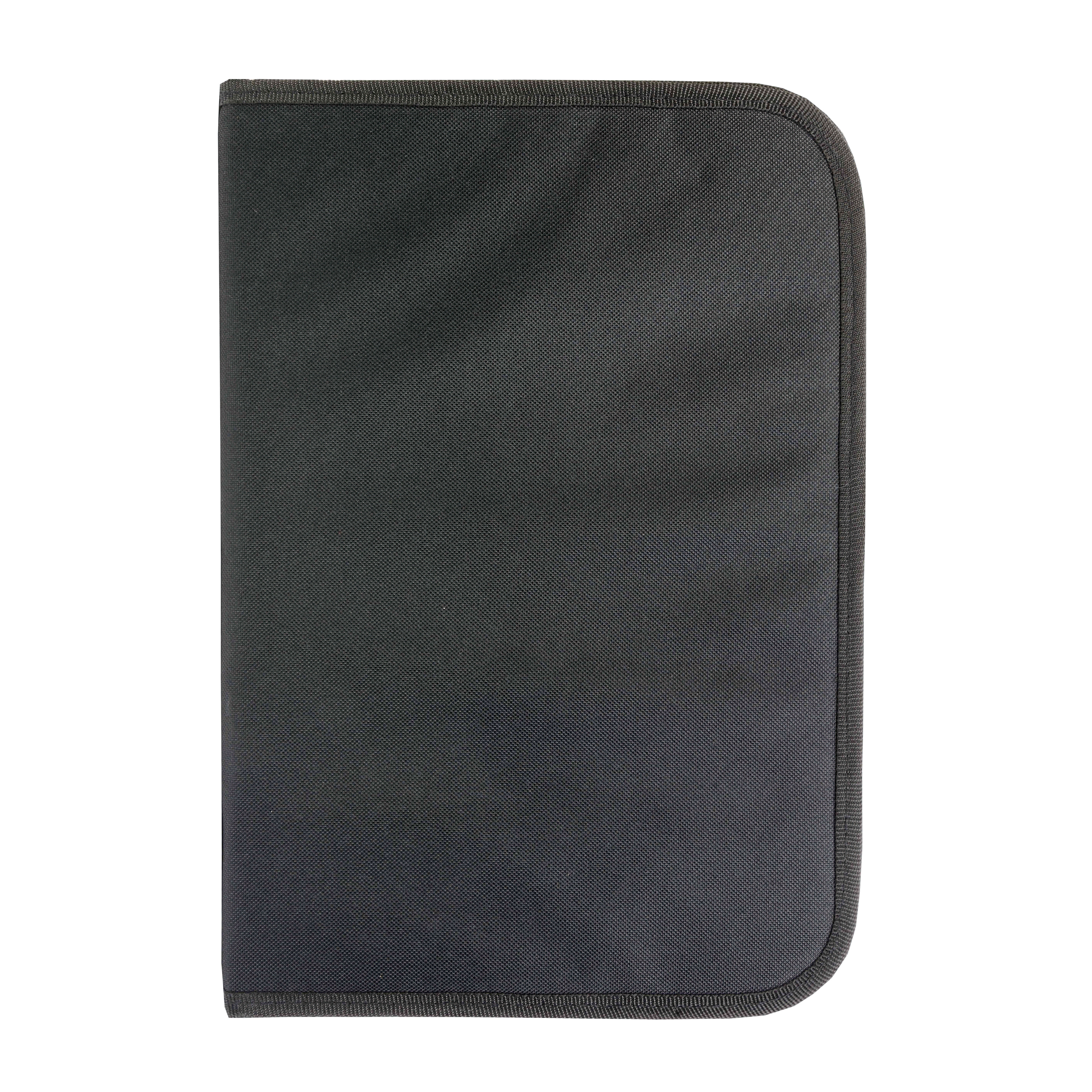600D polyester brief folder with zip closure, 6 inside compartments Black