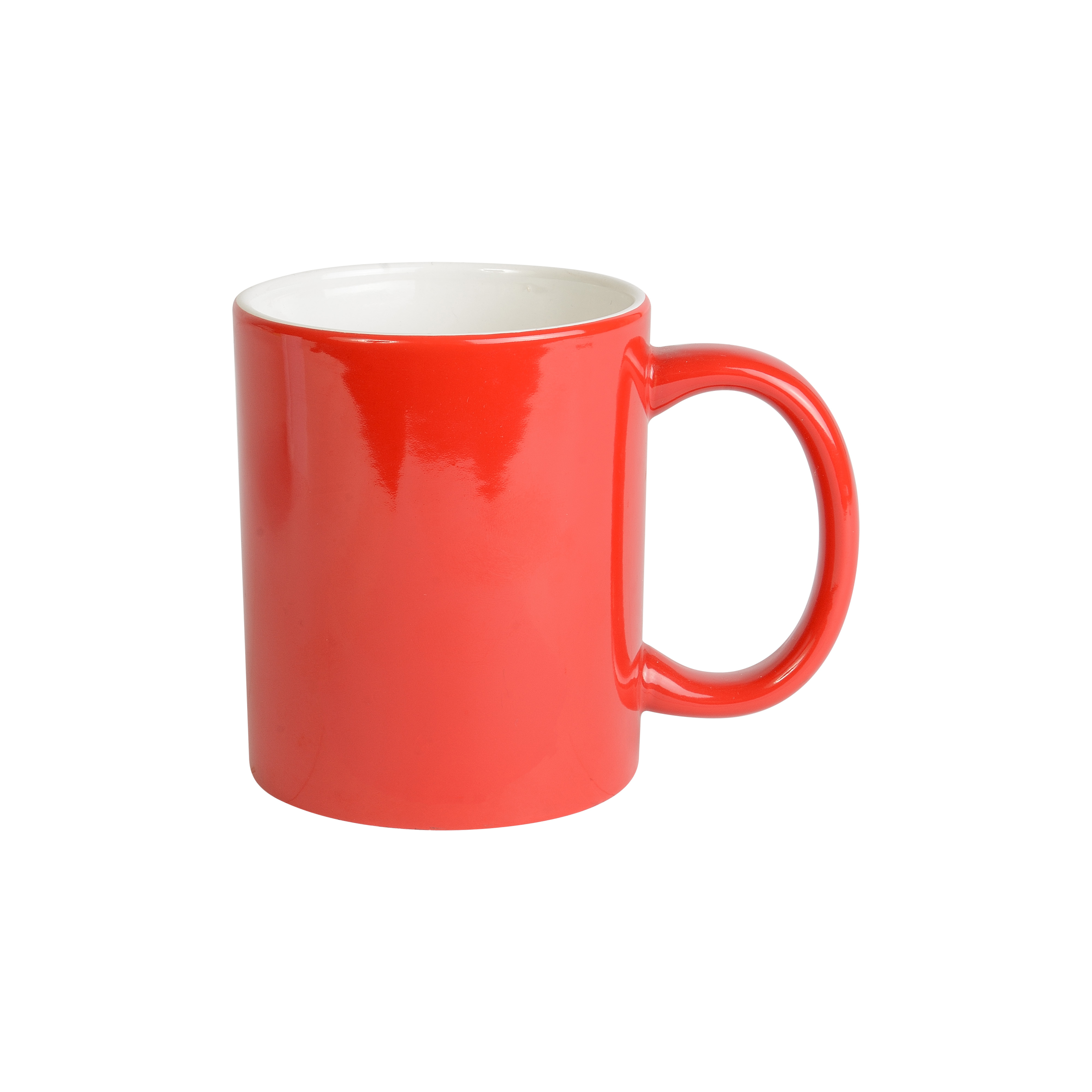 Red grade A ceramic mug, white interior, suitable for dishwashers and microwaves (0.32 L) Red-white