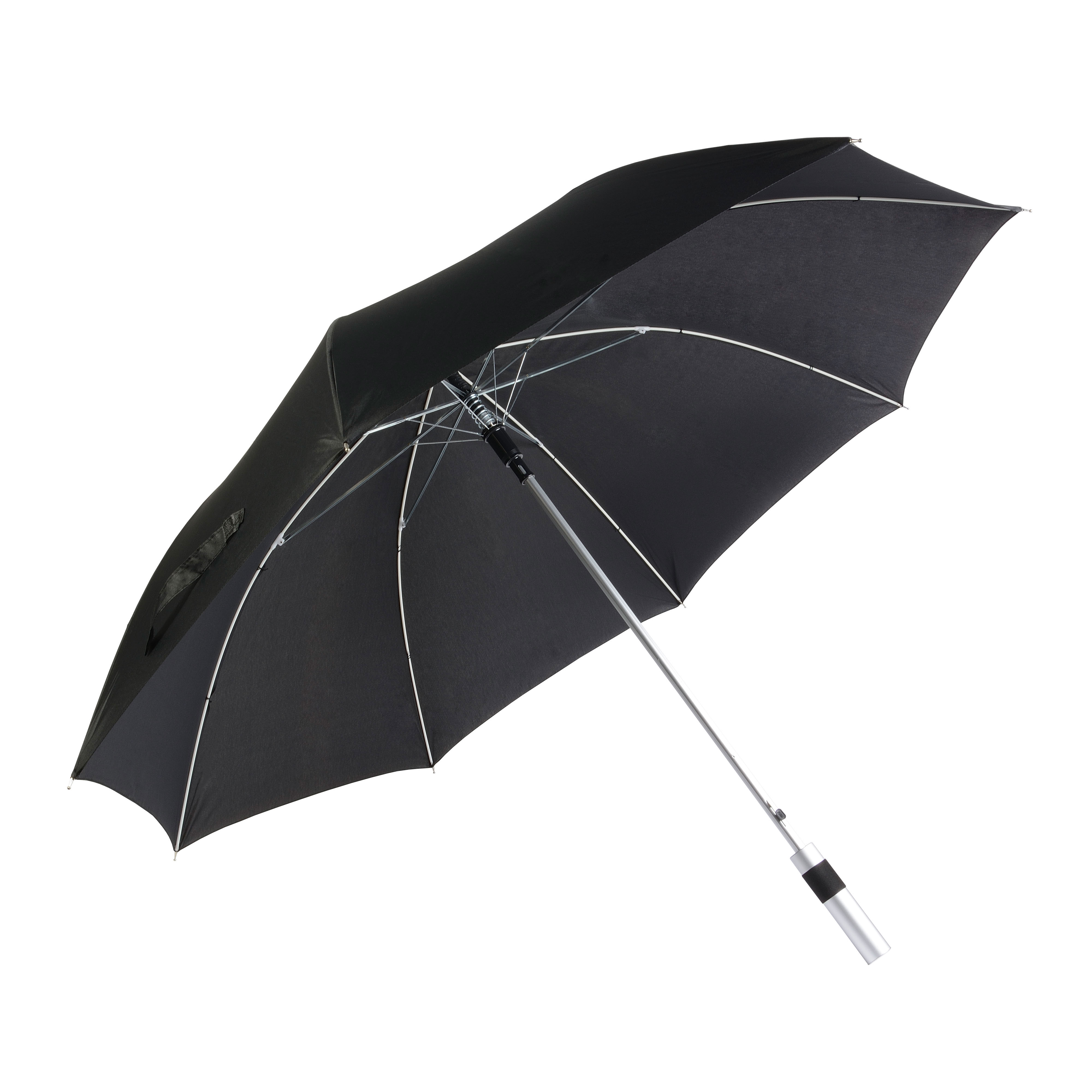 Exclusive automatic golf umbrella with aluminium shaft and crook handle Black