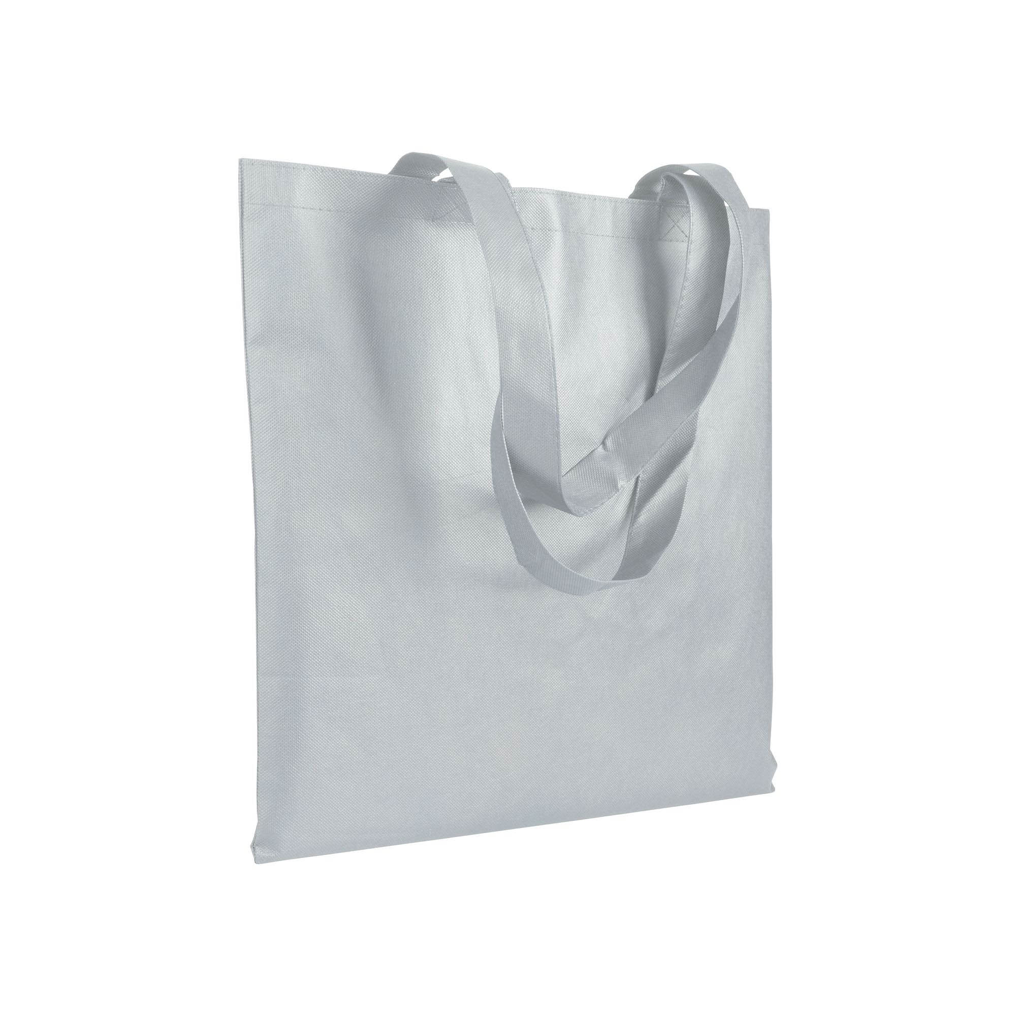 Stitched 80 g/m2 non-woven fabric shopping bag, long handles White