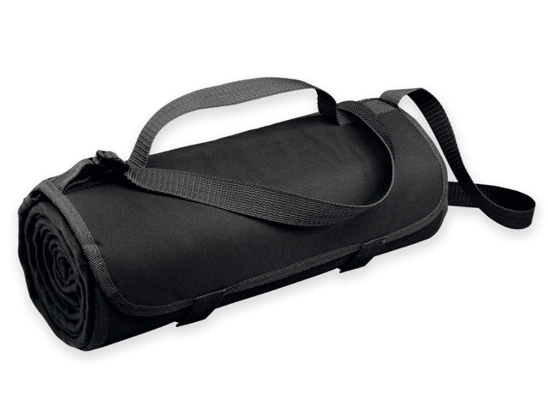 FLEECE travel fleece blanket, water-resistant bottom, 160 g/m2, Black