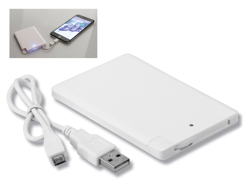SLIM power bank with 1 800 mAh capacity, White