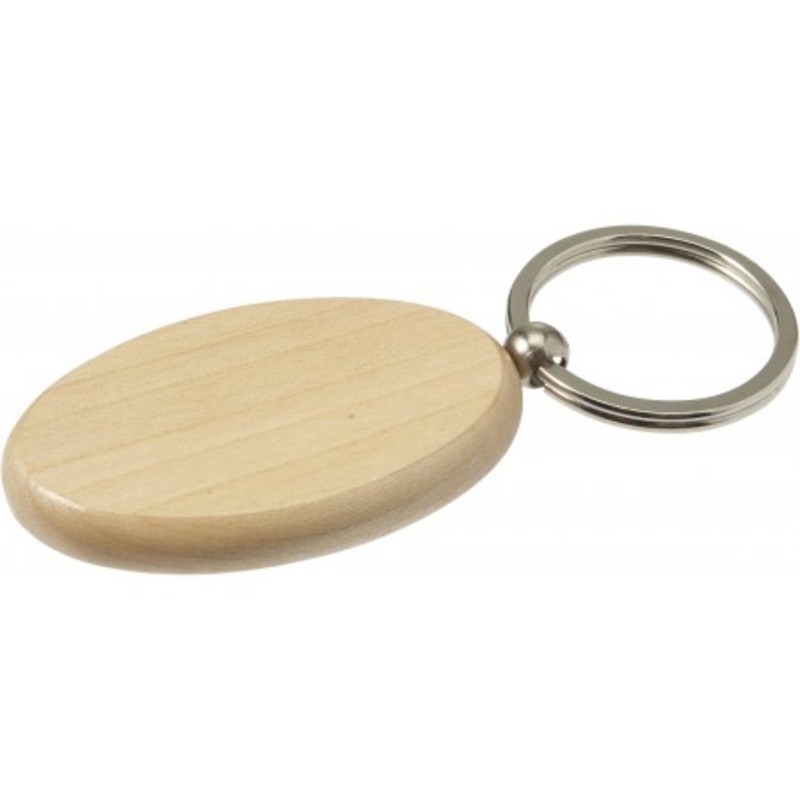 Oval wooden key holder with metal ring