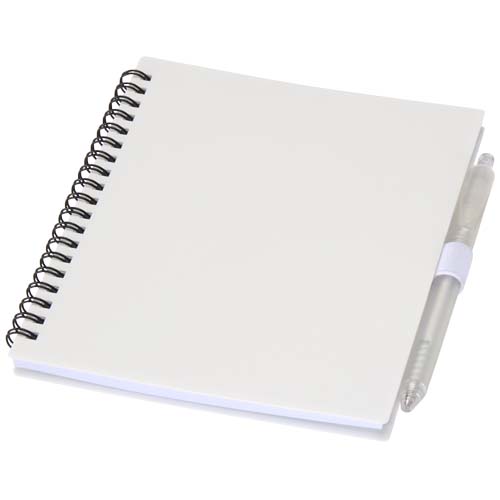 Niove recycled plastic soft cover notebook and ballpoint pen set (blue ink)